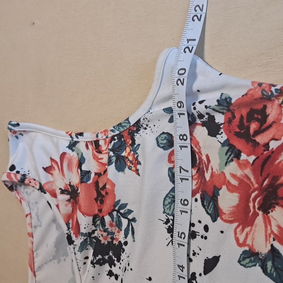 B15 Minette Red And White Foral Print Pullover Midi Dress Size 3X Stretch - Picture 6 of 9